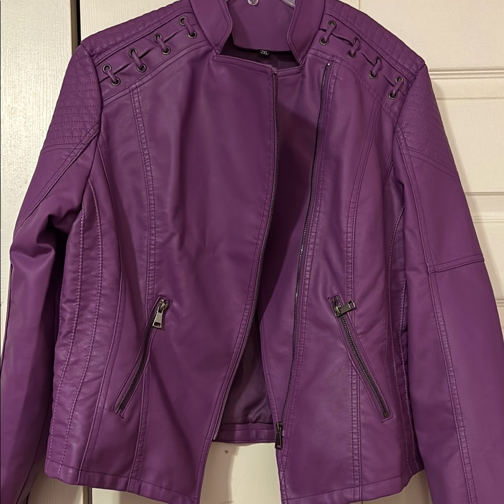 Women's Purple Faux-Leather jacket